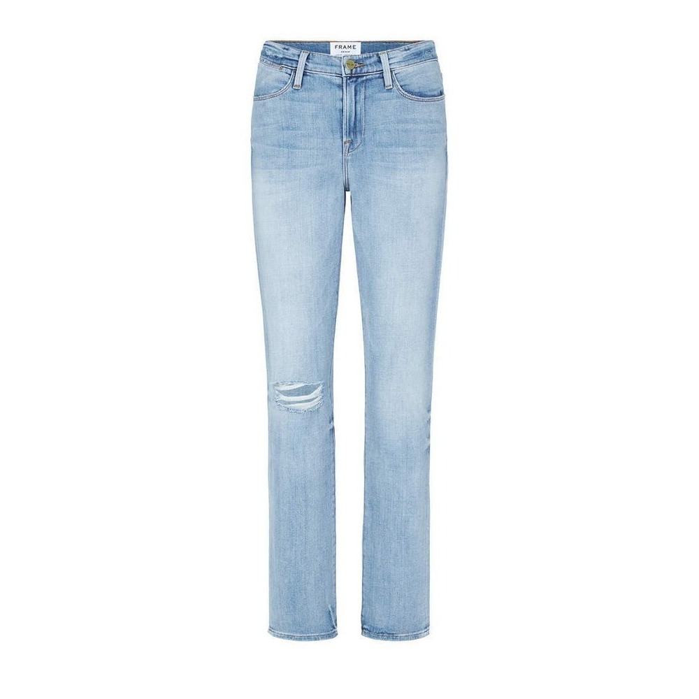 FRAME Jeans Le High Straight Womens 30 Jeffrey‎ Light Wash Distressed Stretch